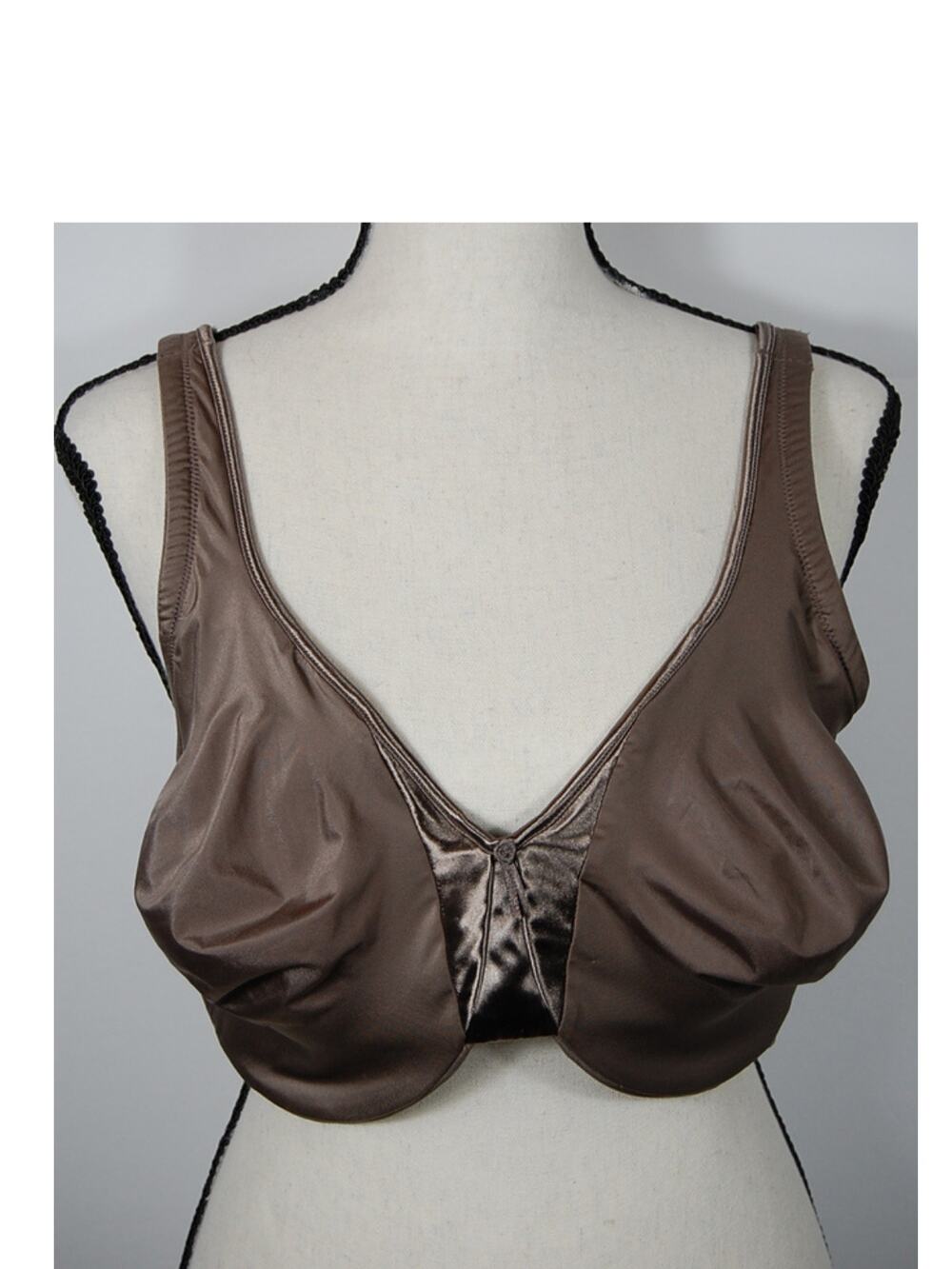 Olga 35002 Brown Satin Bra – Size 42DD – Flexible Non‑Wire Support